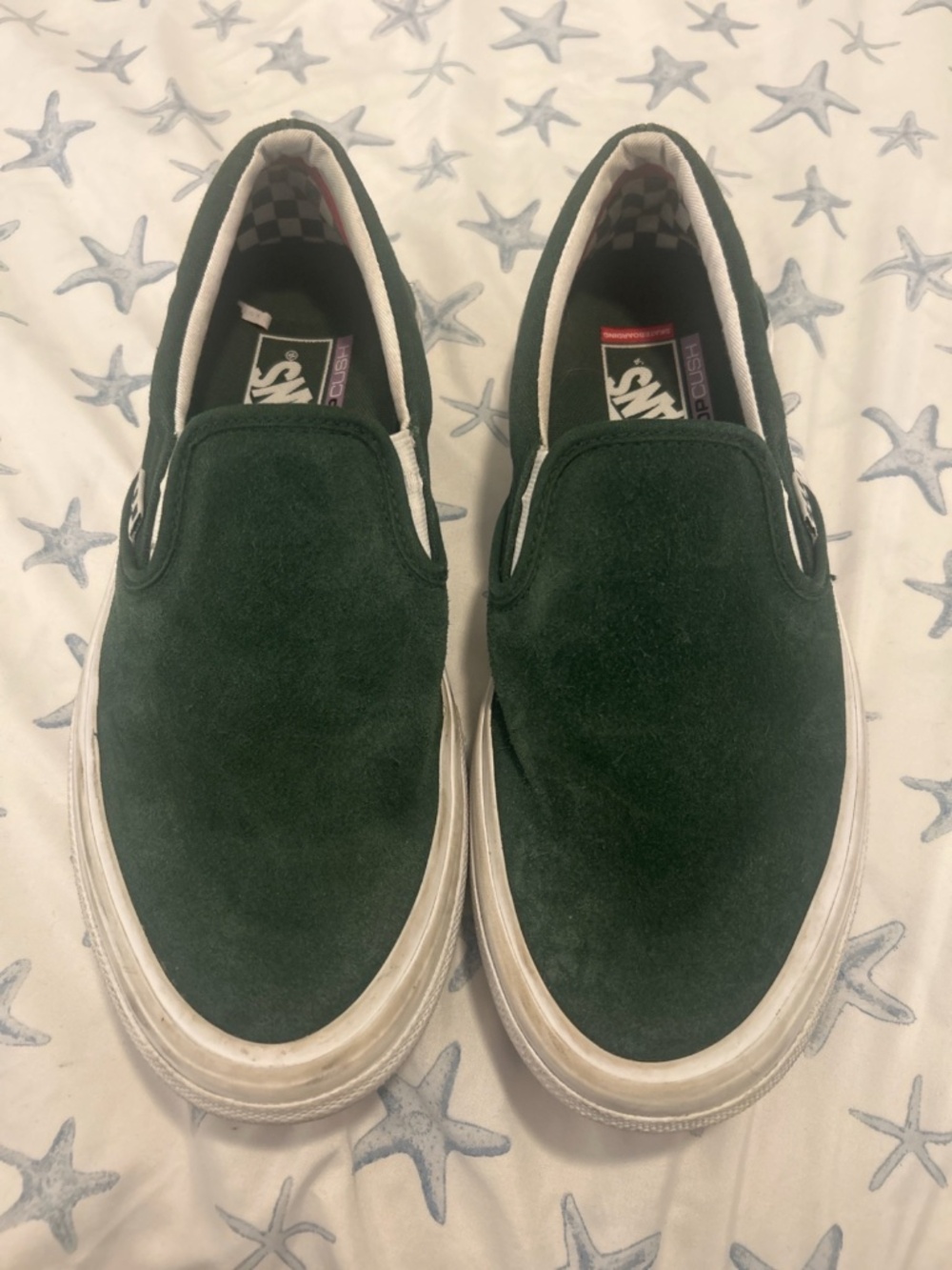 Vans Pro Cush Dark Green Suede Slip On Shoes Men’s 8.5